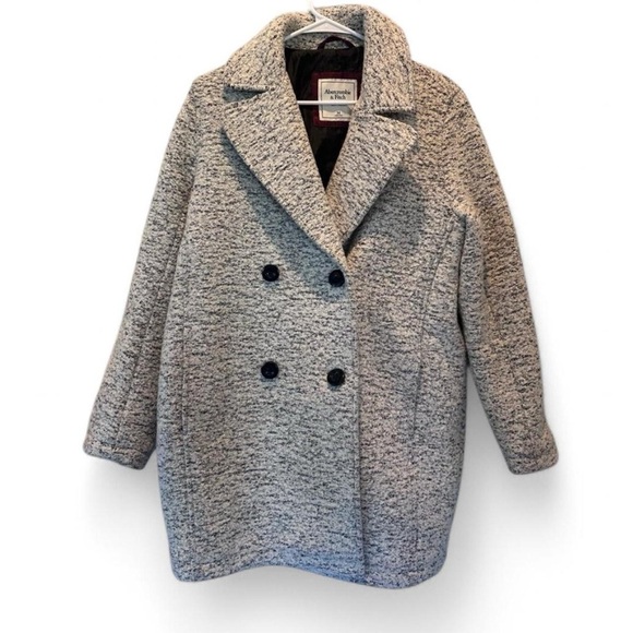 Abercrombie & Fitch Gray Wool Blend Peacoat Jacket Size Medium - Picture 1 of 6